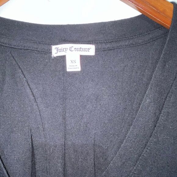 Juicy Couture Women's Black Embellished Cotton Blend V-Neck T-Shirt Size XS - Picture 6 of 11